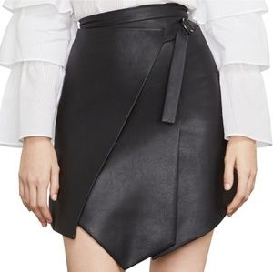 NWT BCBGMAXAZRIA Yulissa Pleather Faux-Wrap Skirt